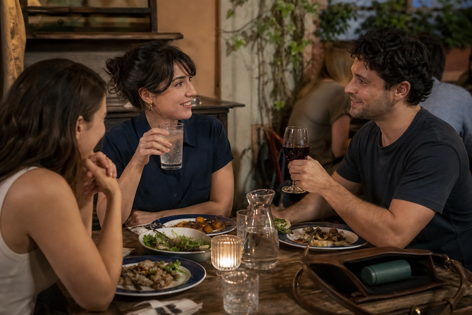 An adult choosing sparkling water at dinner while taking an antidepressant