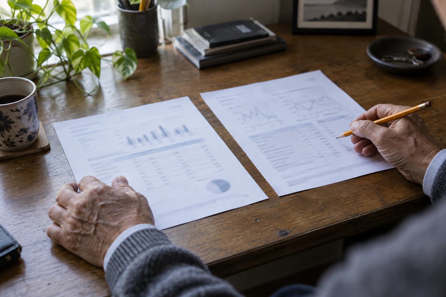 Adult reviewing an epigenetic age report with a clinician without alarmist imagery