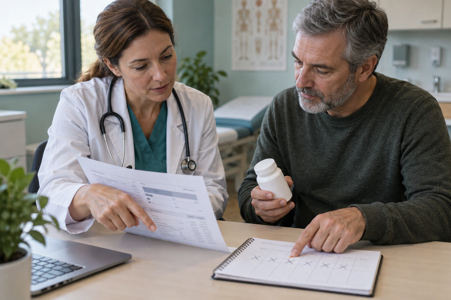 A clinician comparing a vitamin D laboratory result with supplement dose and schedule