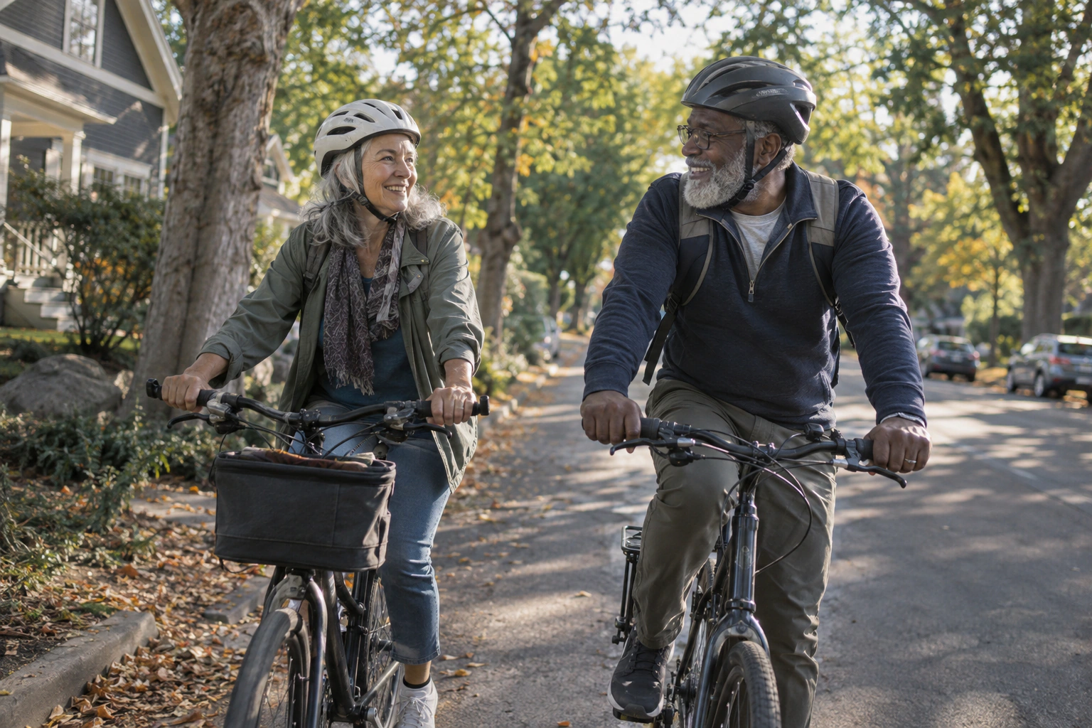 Adult doing a comfortable conversational-pace outdoor cycling session